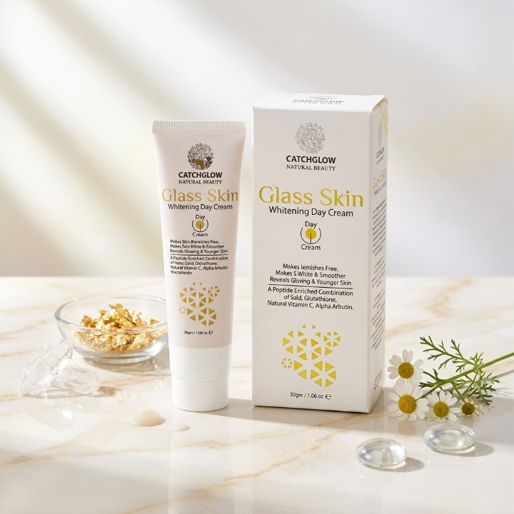 Catchglow Natural Beauty Glass Skin Whitening Day Cream 30g Radiant Glow Skincare