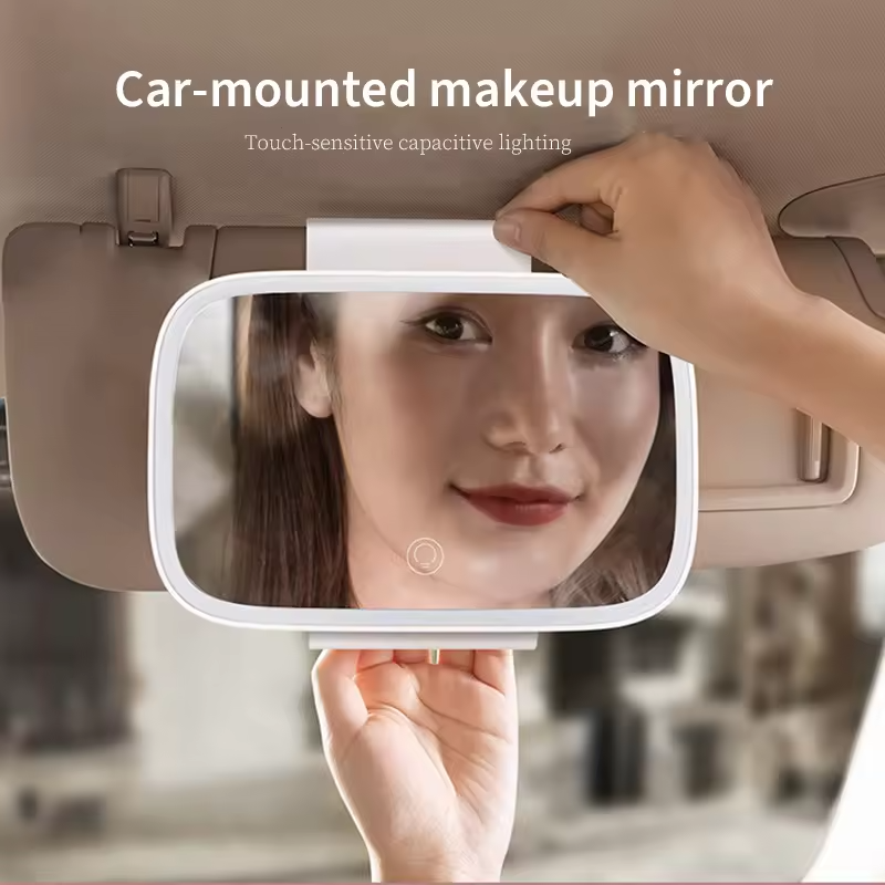 Car Sun Visor Vanity Makeup Mirror With LED Lighting Touch Control And 3 Light Modes (Random Colour)