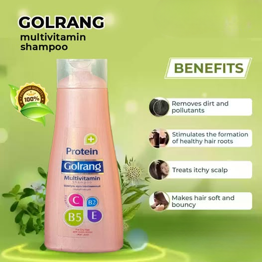 Protein Golrang Multivitamin Shampoo Strengthening & Nourishing Hair Care - Pink 400ml